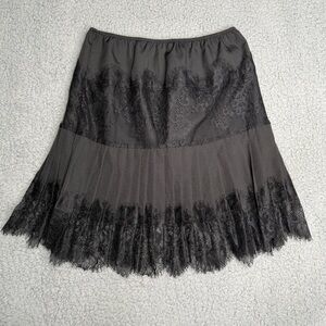 Black tiered lace midi skirt sheer mesh ruffle hem goth coquette size S